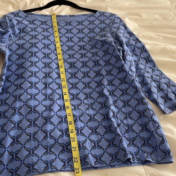 Talbots blue cotton pattern top - Picture 6 of 9